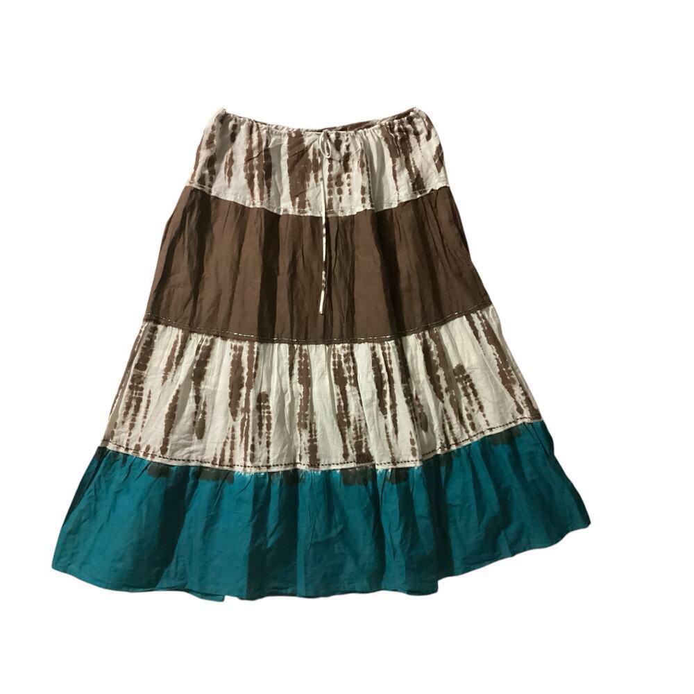 Metro style tiered country style cotton maxi skirt